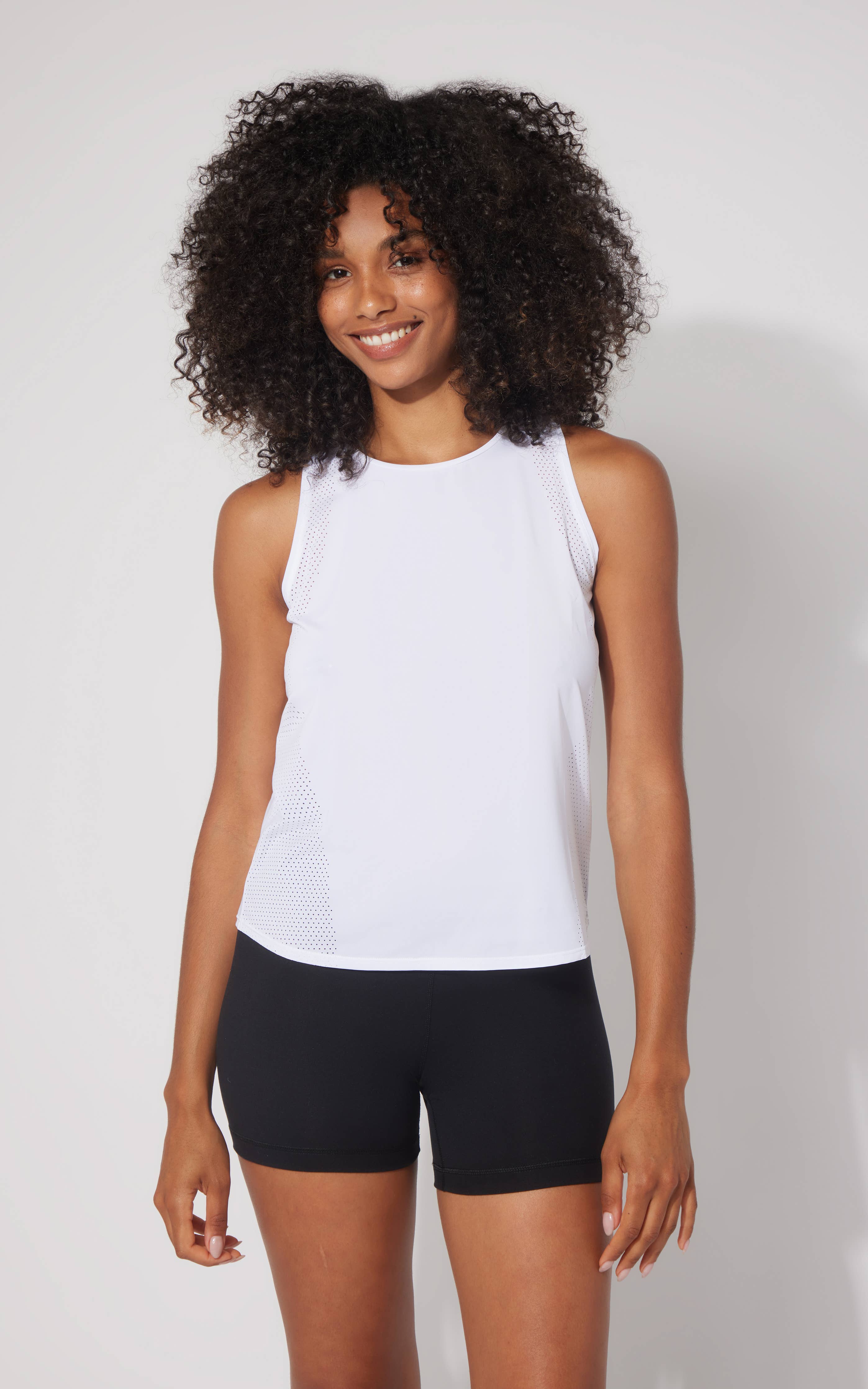 Women's Laser Cut Active Tank Top with Cutout Back